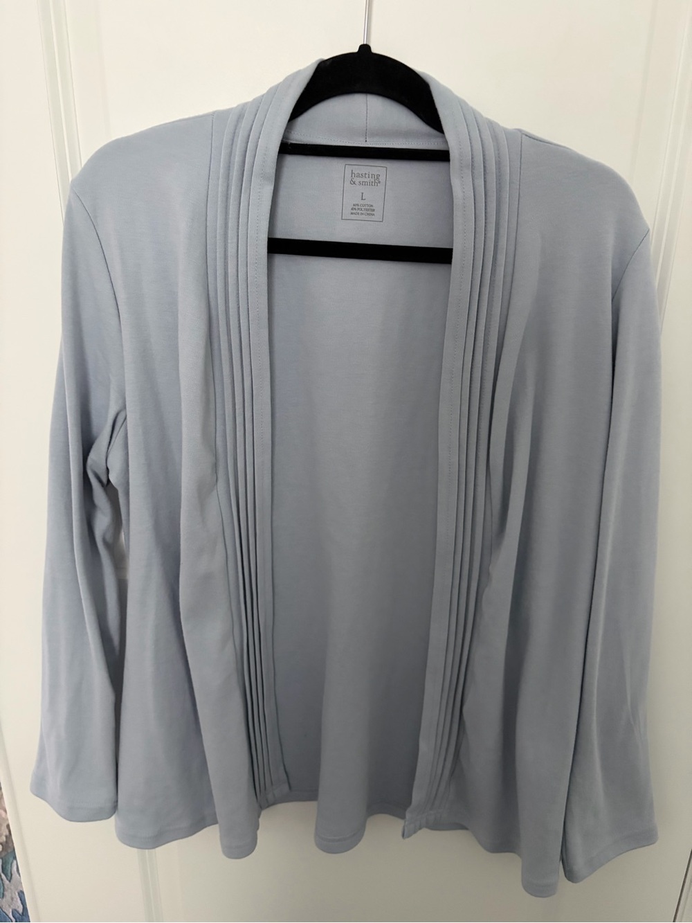 NWT Pleated Shawl-Collar Cardigan in Light Blue